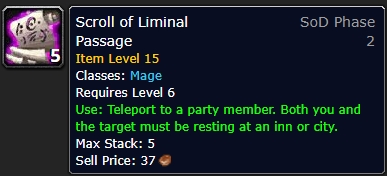 Scroll of Liminal Passage wow sod